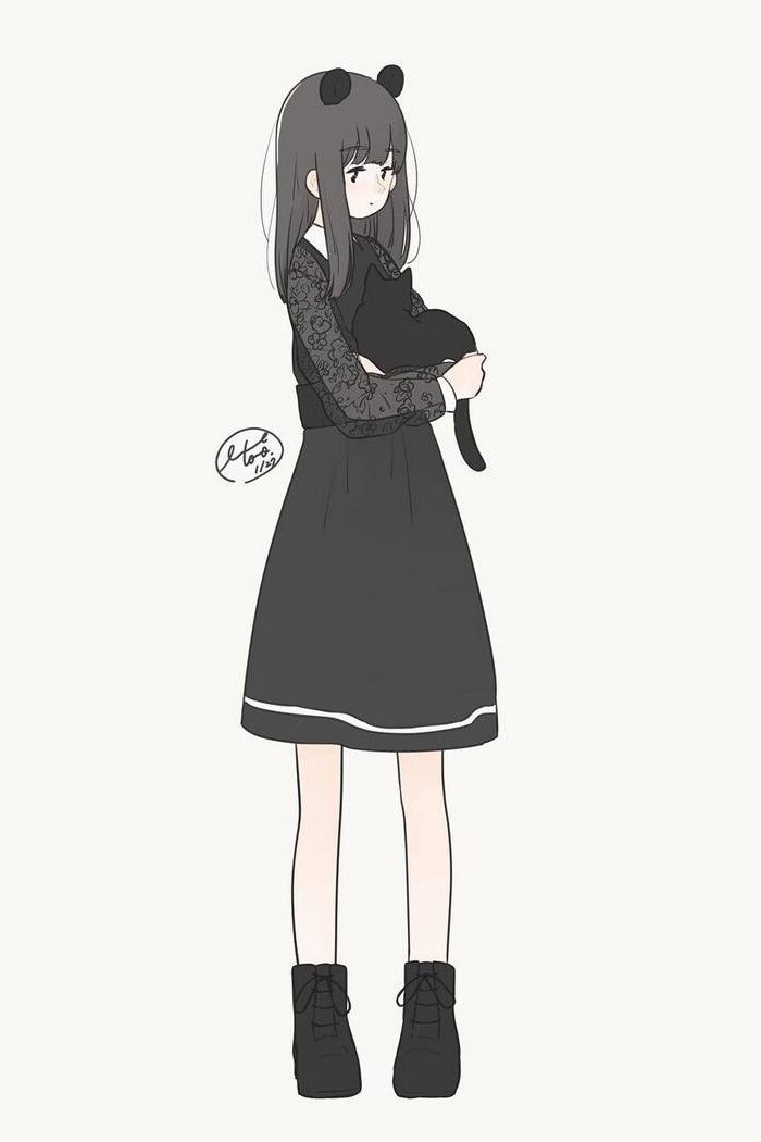 少女 猫咪 插画 画师百瀬たろう作品