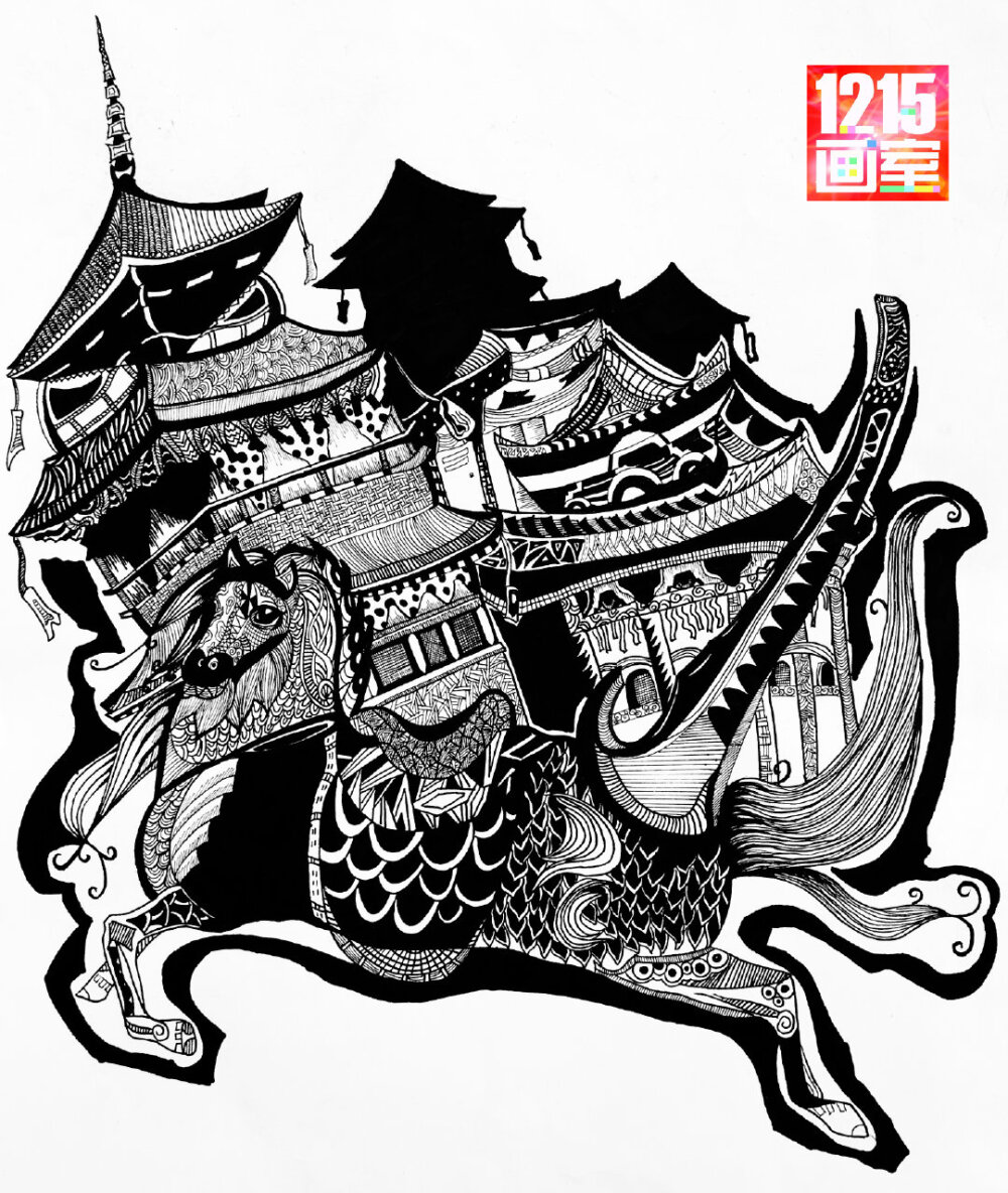 线描，黑白装饰画