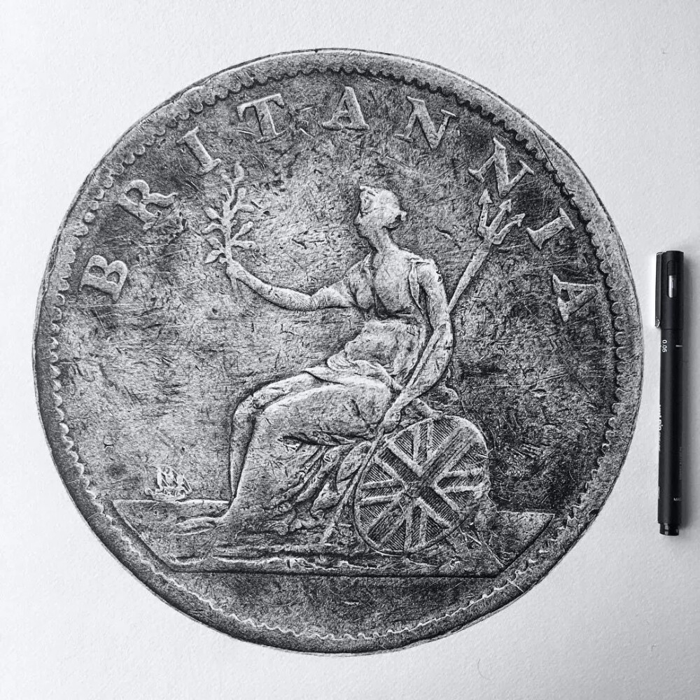 钱币素描图片