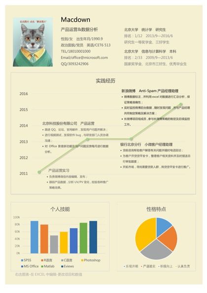 产品运营数据分析求职简历word模板