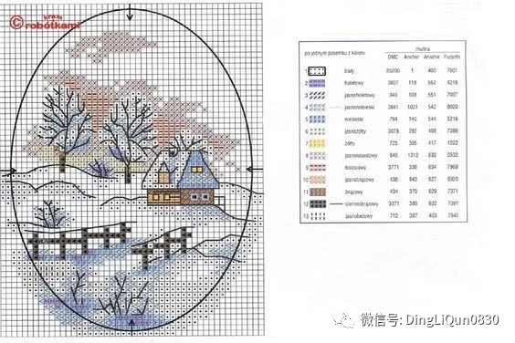 十字绣图纸•房屋•雪景