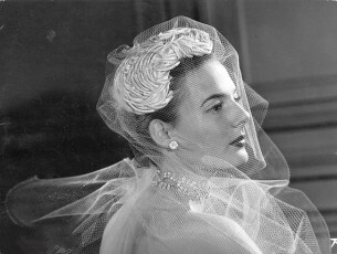 fashion,1950s,hats,hat for the evening with veil by "Gilbert Orcel",1952