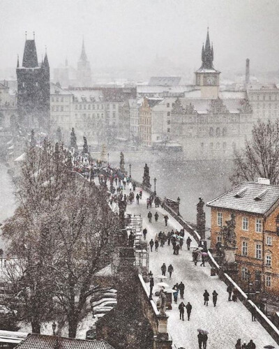 雪景，布拉格，捷克 