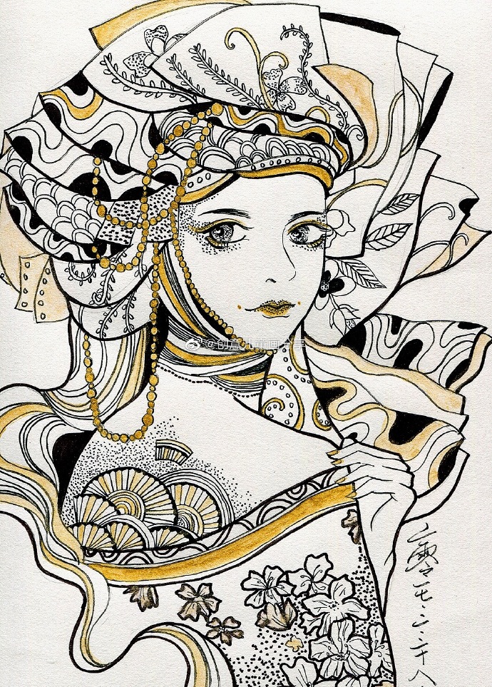  插画师晴始皇原创手绘插画，美得不可方物