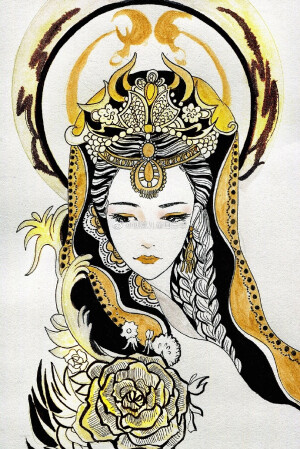  插画师晴始皇原创手绘插画，美得不可方物