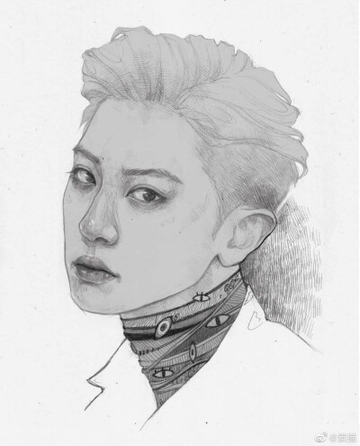 exo肖像素描作品 ins：mr.unforgivven