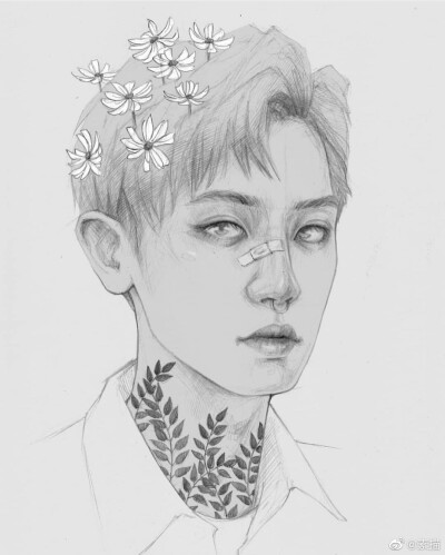 EXO肖像素描作品 ins：mr.unforgivven