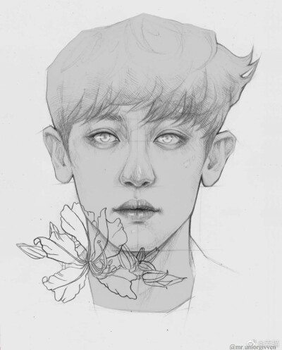 EXO肖像素描作品 ins：mr.unforgivven