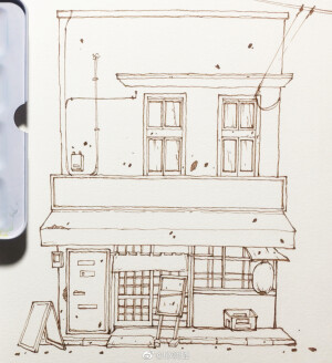 钢笔淡彩 水彩 素材