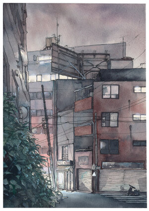 钢笔淡彩 水彩 素材