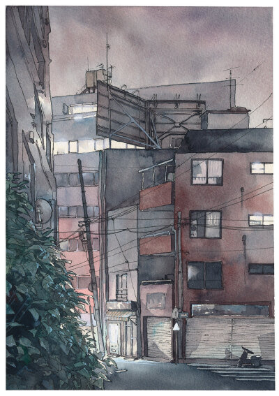 钢笔淡彩 水彩 素材