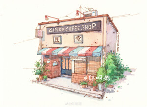 钢笔淡彩 水彩 素材