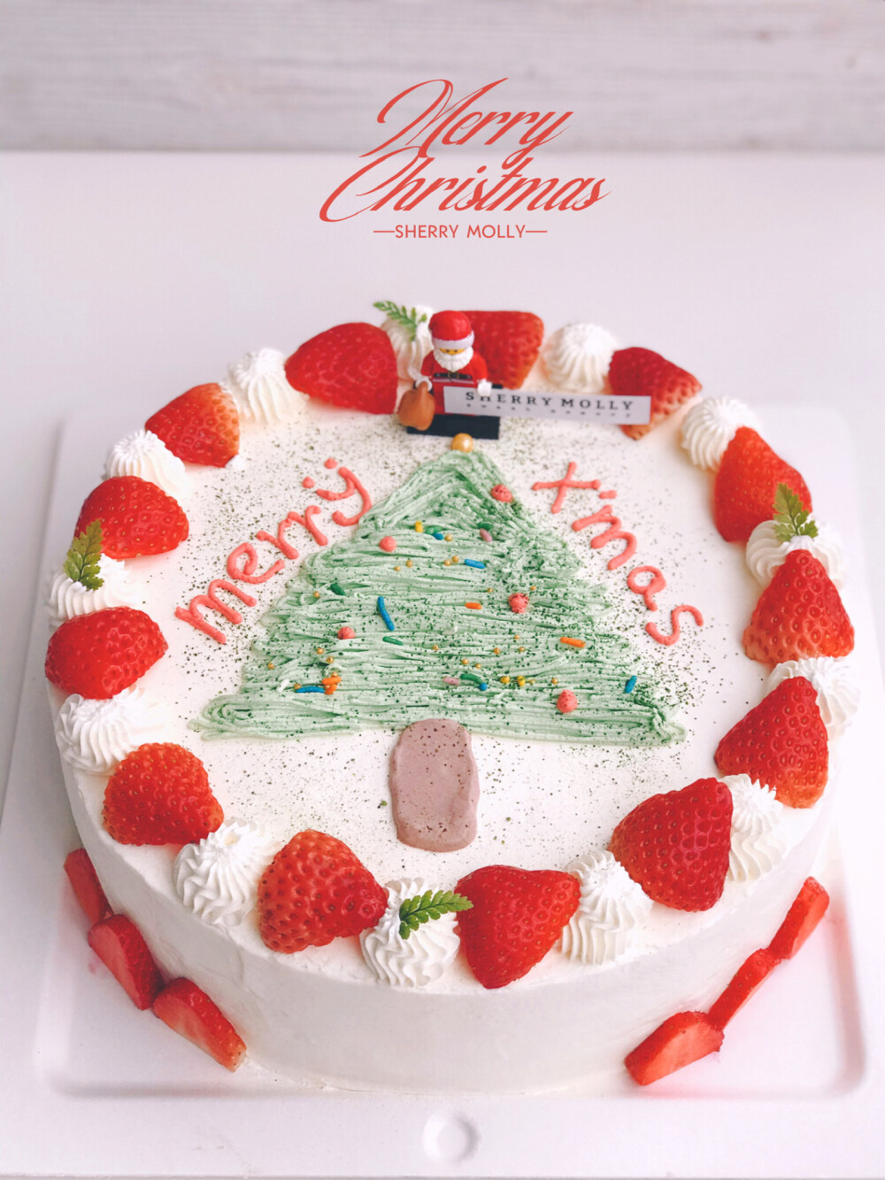 #SHERRY Molly家の下午茶#—『抹茶大cake』老客人给公司订的圣诞分享cake～第一款做了圣诞树样子呀