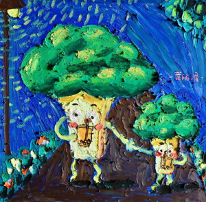 宝藏博主原创《蔬菜水果的中年生活》系列油画棒作品