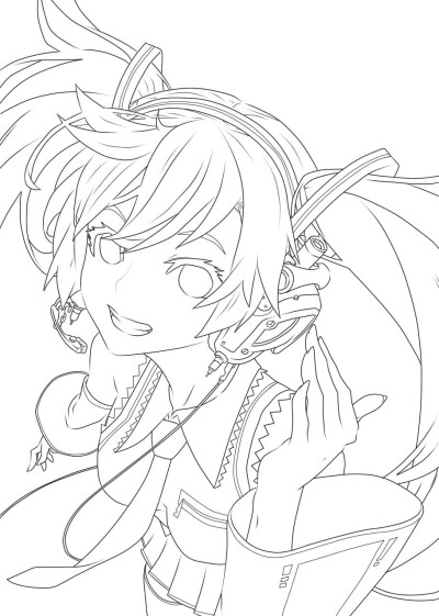 人物线稿黑白动漫素材手绘插画绘画