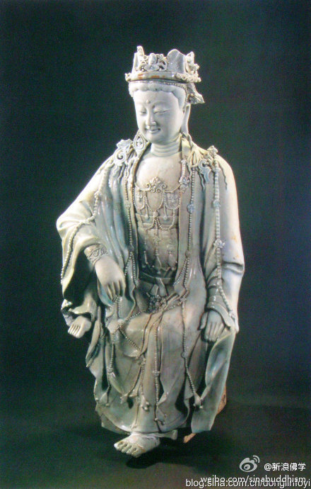 首都博物馆藏 元 青白釉塑水月观音菩萨像 1955年出土于西城区定阜