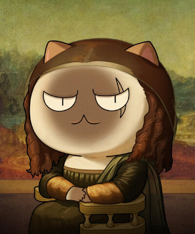 世界名画系列—肥志《蒙娜煎饼的微笑（?）》与达芬奇《蒙娜丽莎的微笑》