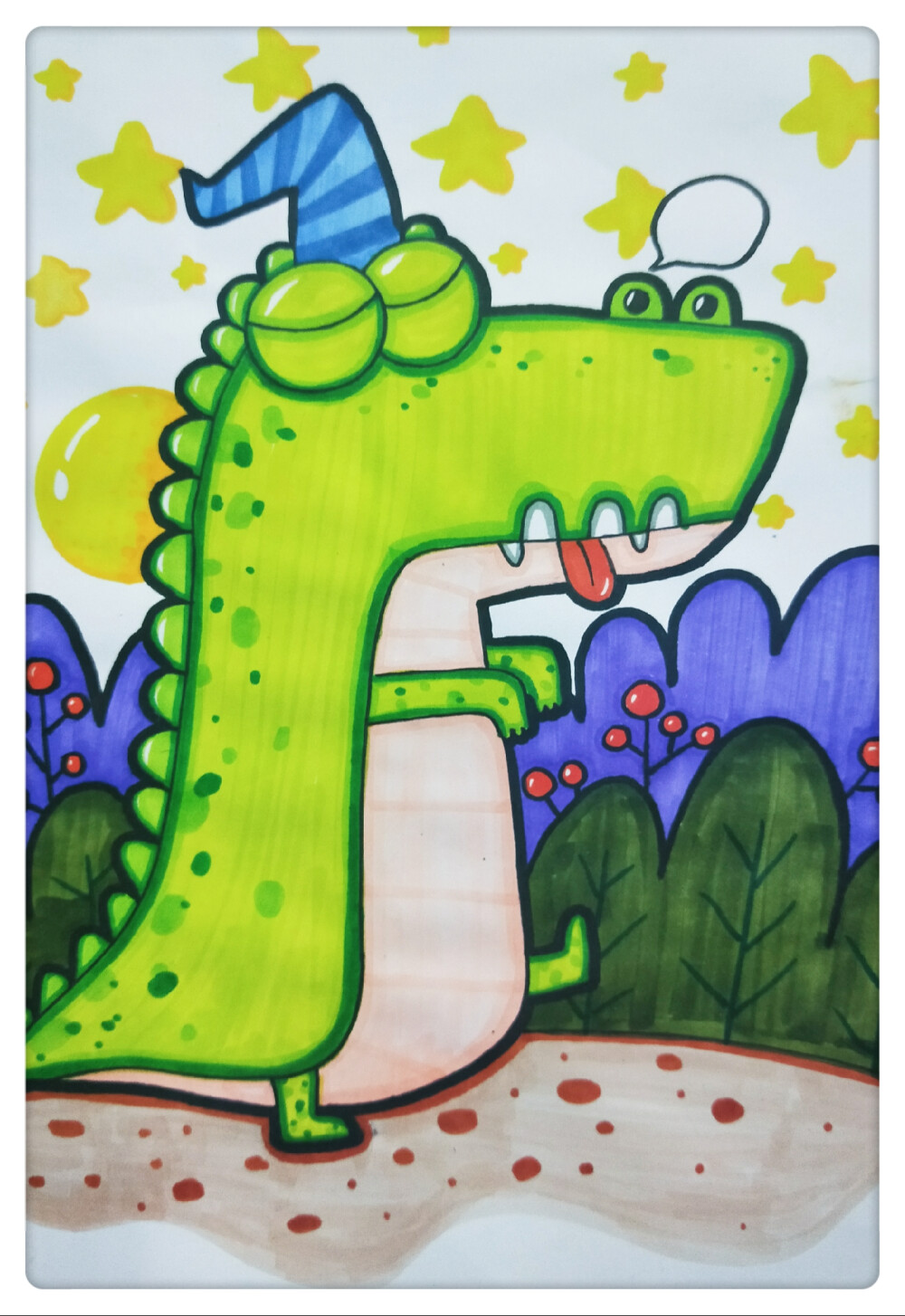 水彩笔儿童画小恐龙