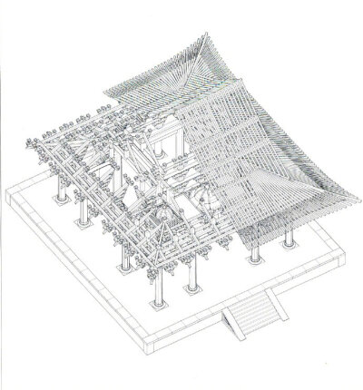 寧波保國寺大殿，建于大中祥符六年，即公元1013年，距今千年有余，為江南地區(qū)最古老的木構(gòu)建筑，下為其建筑整體回歸復(fù)原模型，展現(xiàn)了保國寺大殿北宋原貌及各部分形制特點，原刊載于東南大學(xué)建筑研究所著《寧波保國寺…