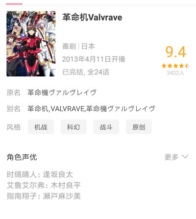 『革命机Valvrave』B站评分