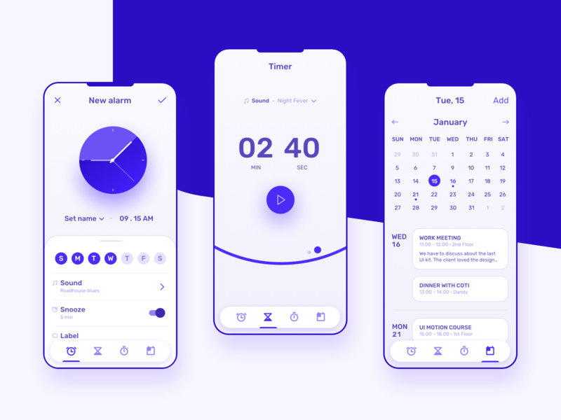 一组款闹钟App界面设计分享
