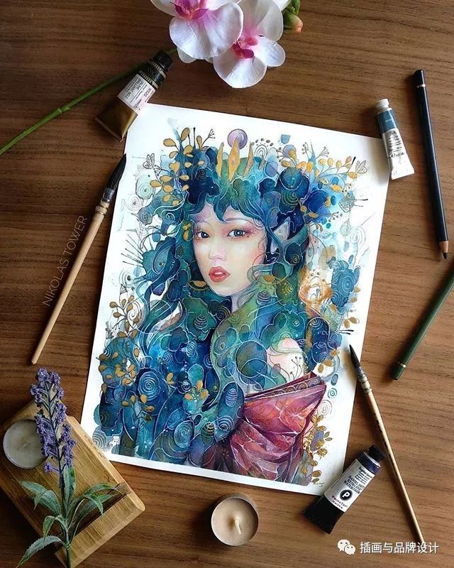 Nikolas Tower水彩人物插画