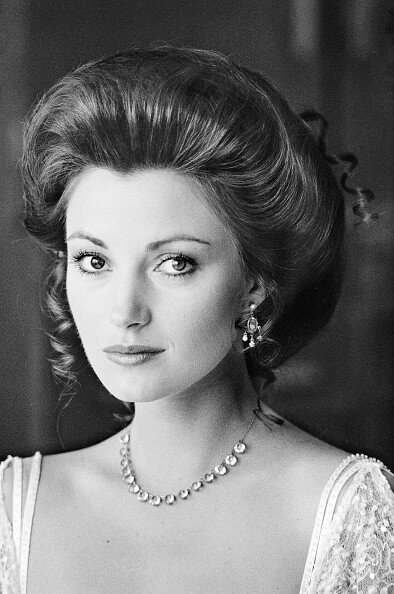 Jane Seymour in costume for the film 'Somewhere in Time' Mackinac Island, Michigan, July 18, 1979