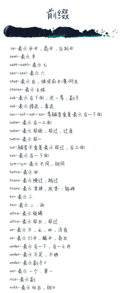 不论是英语四六级、考研、雅思托福.....词汇量是最基础的储备，记住这些前缀后缀便于记住更多单词。