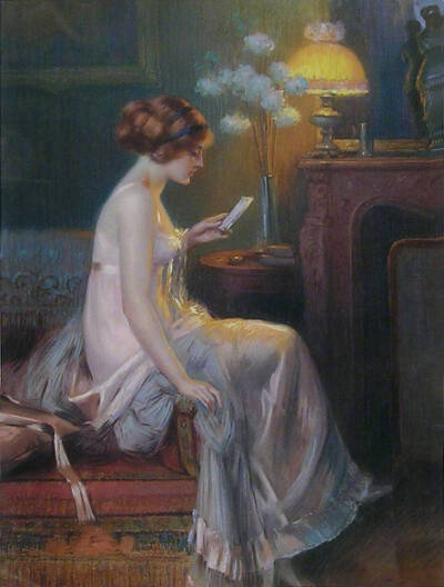 夜灯。作者：19世纪画家Delphin Enjolras