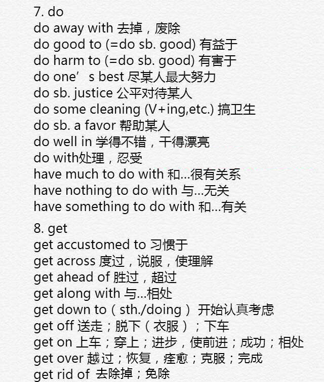 英语高频动词短语，常见的词组汇总，雅思、托福、考研等各种考试必备