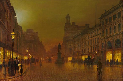 John Atkinson Grimshaw（1836-1893）是一位维多利亚时期的画家，因其美丽的夜景而备受赞誉。他用画笔记录了维多利亚时代晚期工业风景，喜欢画伦敦、利物浦和利兹等英国城市，作品以黄昏、雾、雨和煤气灯为主调，用…