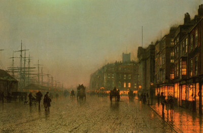 John Atkinson Grimshaw（1836-1893）是一位维多利亚时期的画家，因其美丽的夜景而备受赞誉。他用画笔记录了维多利亚时代晚期工业风景，喜欢画伦敦、利物浦和利兹等英国城市，作品以黄昏、雾、雨和煤气灯为主调，用…