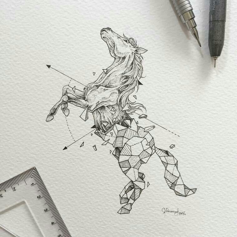 手绘几何体动物插画~（作者：菲律宾 Kerby Rosanes ）