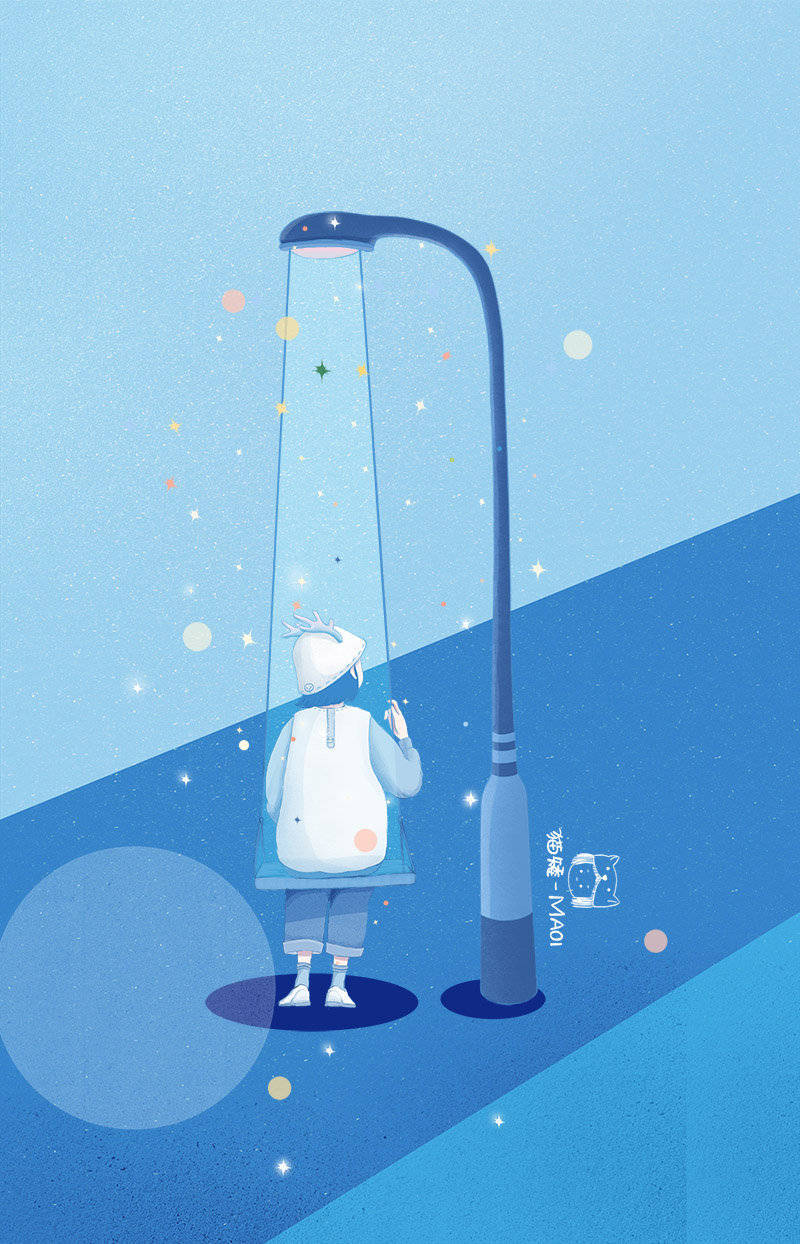 蓝色壁纸 画师:猫矮-maoi