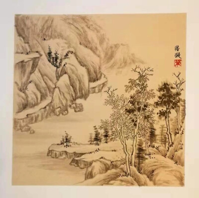 画 山水画 水彩