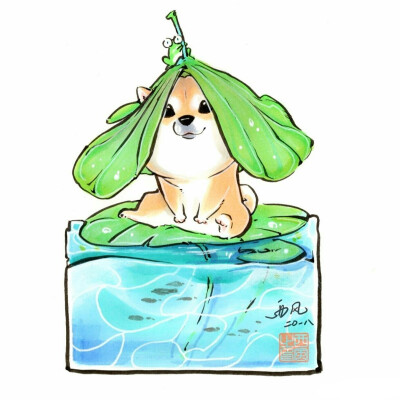 水杯里的呆萌柴犬~ 作者：西风八爪