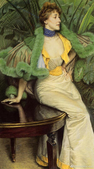 迪索(James Tissot)画中世界的白裙女子。

梵高曾说，迪索的作品饱含人性光辉，这也是使他变得伟大、永恒的原因。

在迪索的画里，每个人都是那个浮华年代里最经典的缩影——仿佛世间没什么伟大需要歌颂，唯有快乐值得永存。 ​​​