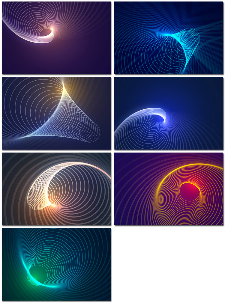4K高清科技感网络线条圆环光效螺旋背景图片素材模板设计元素