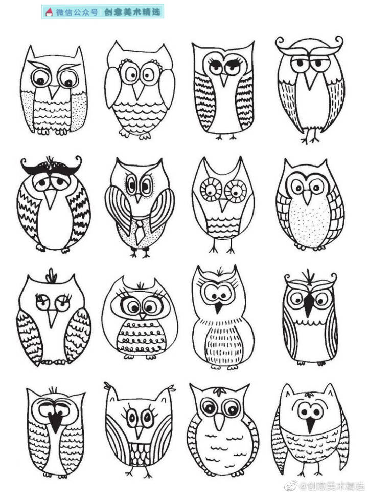 小鸟简笔画 cr . 微博 : 创意美术精选