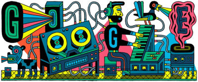 ▲ Henning Wagenbreth画的Google doodle，为了纪念Studio for Electronic Music 66周年