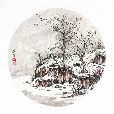 【国画】写意雪景绘画过程图分享