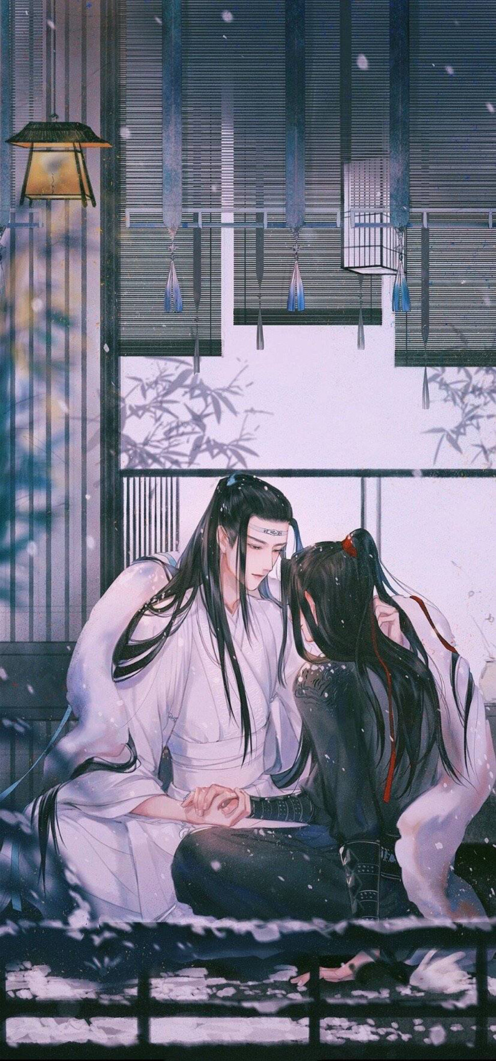 蓝忘机魏无羡 雪景白天夜晚两版 cr微博@清风澈