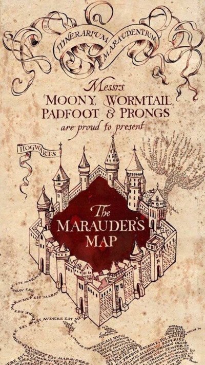 活点地图The Marauder's Map 制作者 月亮脸 虫尾巴 大脚板 尖头叉子