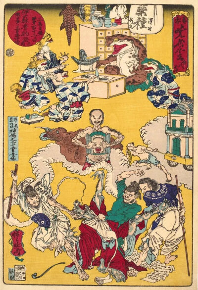 河锅晓斋《Ancient tales of Aesop: vol 3, day no 132…》，木版彩印，1874年