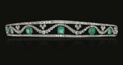 Emerald and diamond Tiara by Chaumet, 1910s