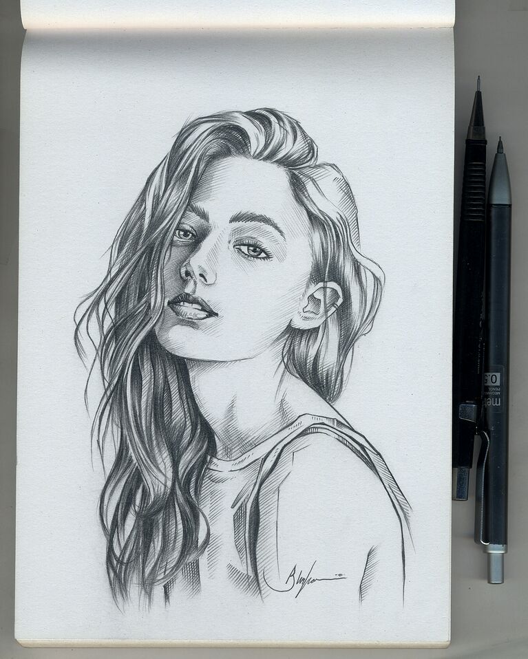 人物线稿黑白动漫素材手绘插画绘画