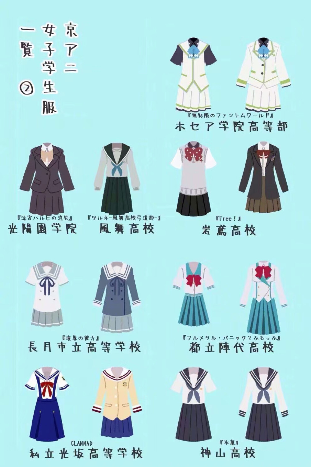 -绘画素材·日常
jk日本高中校服图鉴 服装设计素材配色参考