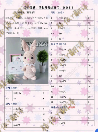 蹲蹲兔
钩针图解