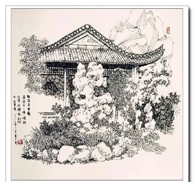 黄力炯，对中国画线条情有独钟，曾画过连环画、刊物插图等，参加过多次画展。虽没学过建筑，亦非园林绘手，却为景物散发出的美而震撼，在极强的表现欲望驱动下，画了很多园林、民居的钢笔画小品，创作出一幅幅精美的作品。在此，请欣赏黄力炯的园林、水乡、湘西系列的钢笔画精选。