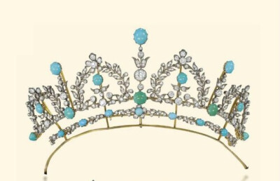 维多利亚时期绿松石钻石两用王冠，$32,853